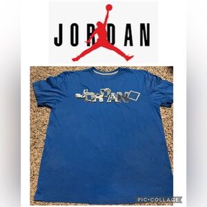Jordan Men's Blue Tee with Silver Logo